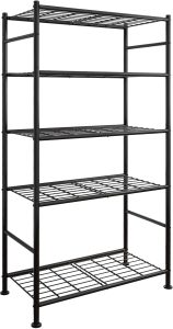 Storage Shelves - 5 Tier Shelf Organizer, Heavy Duty Garage Shelving Unit with Leveling Feet, Stable Metal Shelves Organizer for Pantry, Kitchen and Closet, 33.0" W x 12.6" D x 72.0" H, Black